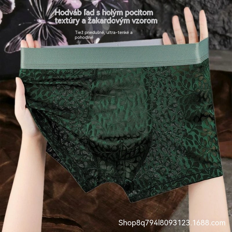 【L-4XL】Pánska sieťovaná spodná bielizeň z ľadového hodvábu, plus veľkosť, priedušná.