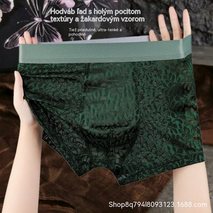 【L-4XL】Pánska sieťovaná spodná bielizeň z ľadového hodvábu, plus veľkosť, priedušná.