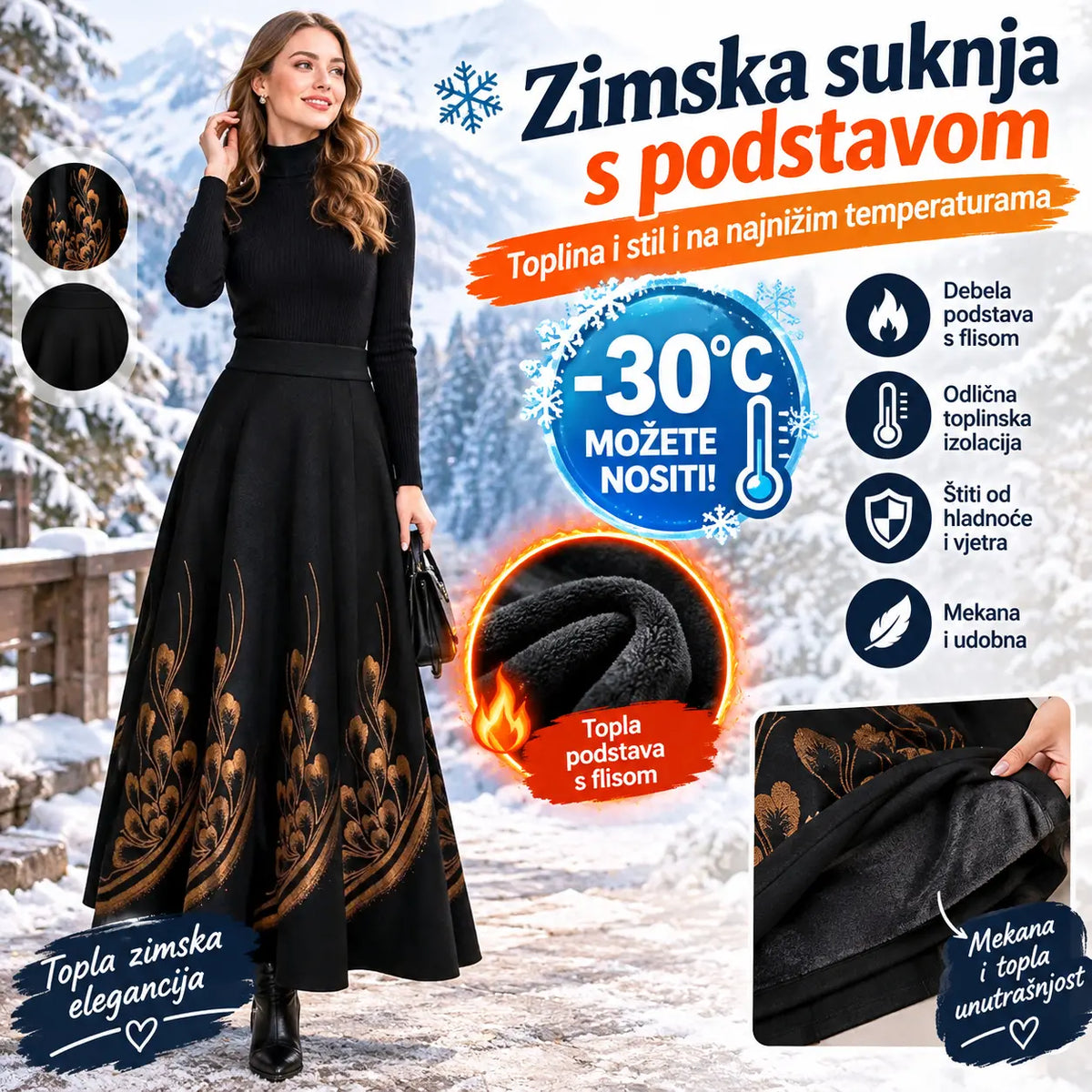 【S-3XL】Debela vunena suknja za jesen i zimu, moderna i svestrana