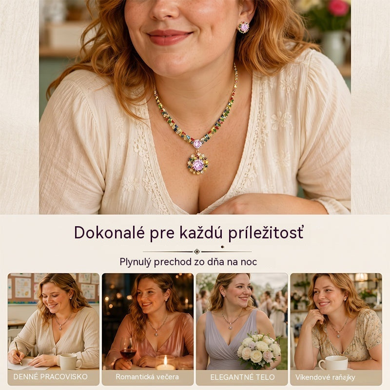 💎 ✨ Sada trblietavého náhrdelníka a náušníc s kubickými zirkónmi: nadčasová elegancia, perfektný darček – ideálny na svadby, večierky alebo ako luxusný doplnok na každý deň 💍