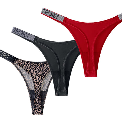 【30€】Juego de 3 piezas-Tanga de strass brillante y sexy