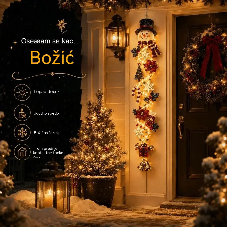 🎄 Božićna svjetla za vrata MerryCascade | 6 svečanih dizajna, toplo svjetlo, 3D detalji, vertikalni dizajn koji štedi prostor ✨