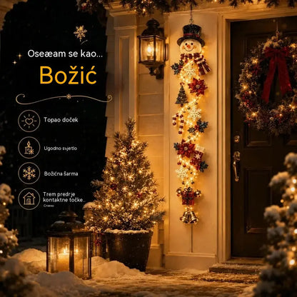 🎄 Božićna svjetla za vrata MerryCascade | 6 svečanih dizajna, toplo svjetlo, 3D detalji, vertikalni dizajn koji štedi prostor ✨