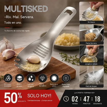 Cuchara moledora de acero inoxidable 304 🥄🥄 para separar la papa, el ajo, el jengibre y la comida para bebés con ajo.