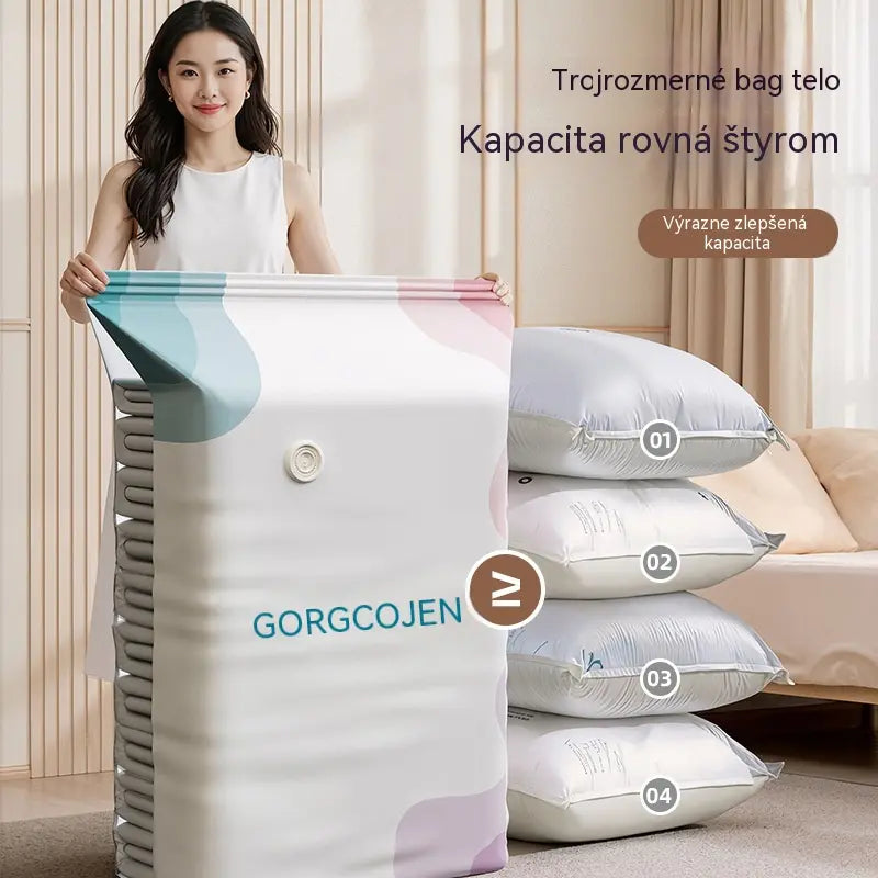 🧳 5 kusov za 25 eur 💨 Veľké, stlačiteľné vákuové úložné vrecko: nevyžaduje pumpičku, je nepriepustné a ideálne na úsporu miesta v kufri a doma ✈️