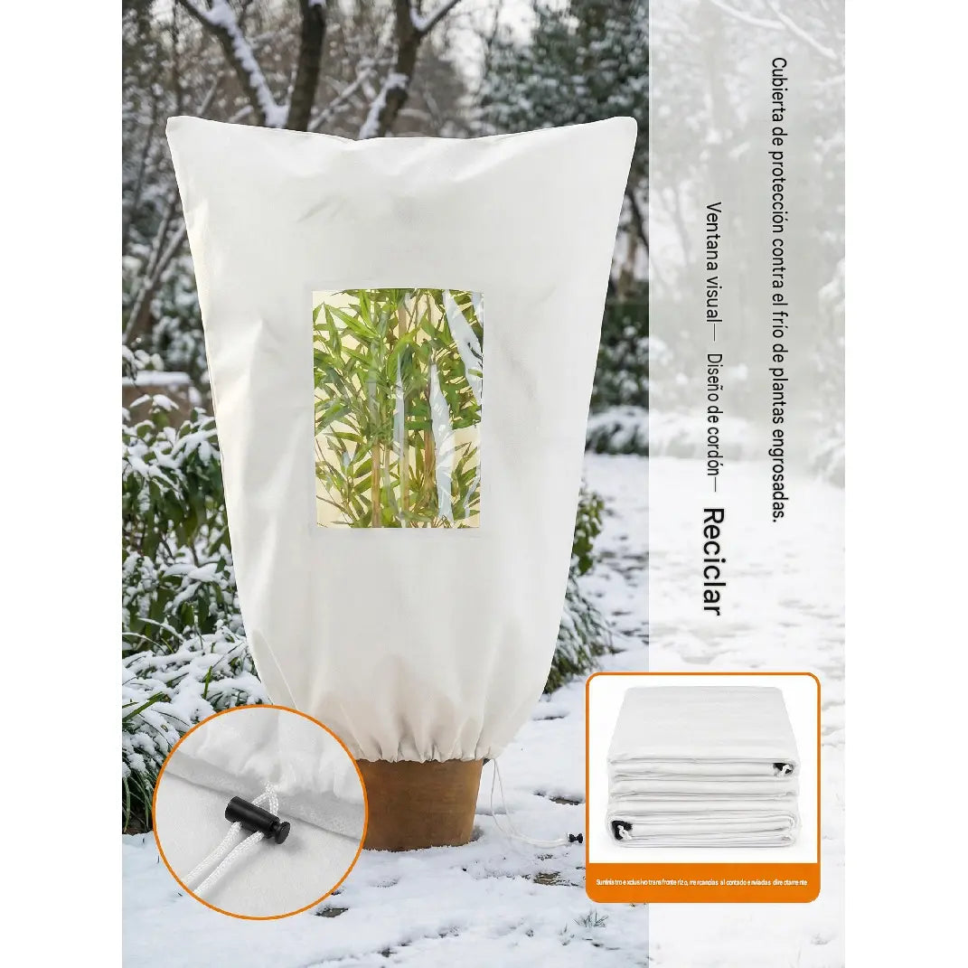 🌿【2 piezas 27€】Funda protectora de invierno para plantas con cremallera y cordón ajustable.