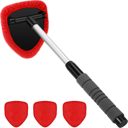 🎁【2 piezas de plástico triangulares + 8 fundas de tela】Kit de limpieza de parabrisas de coche - extensible y giratorio 180°