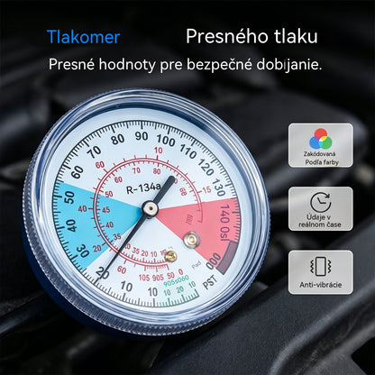 🔧❄️ Použijte tlakoměr k doplnění chladiva R134a do vaší klimatizace Hope – těsné, snadno čitelné, vhodné pro klimatizace do osobních i nákladních automobilů i domácností – bezpečné a samoplnicí 🚗