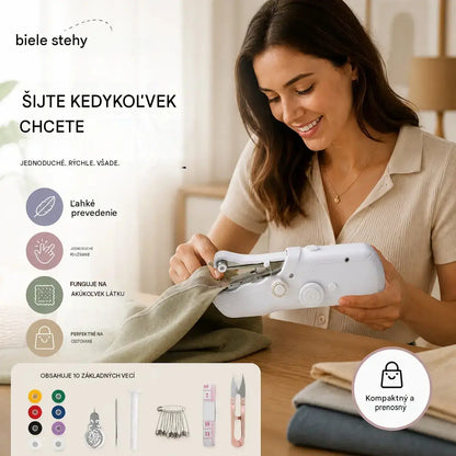 🧵 Mini elektrický šijací stroj — Ľahký, prenosný a ľahko ovládateľný! ✨