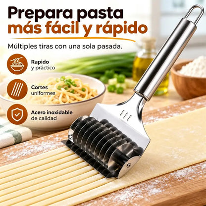 Cortador de pasta de acero inoxidable de 9 ruedas: tiras de pasta casera rápidas y uniformes
