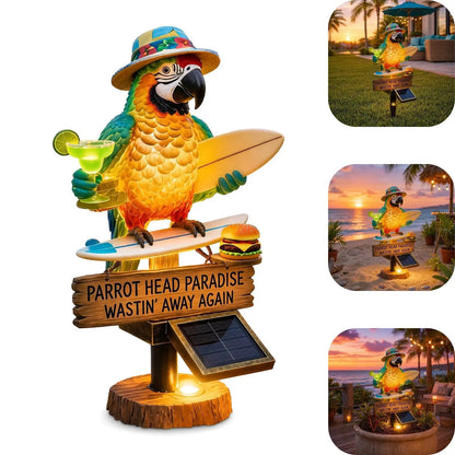 🦜 🦜 Esta es una linda estatua de loro que funciona con energía solar.