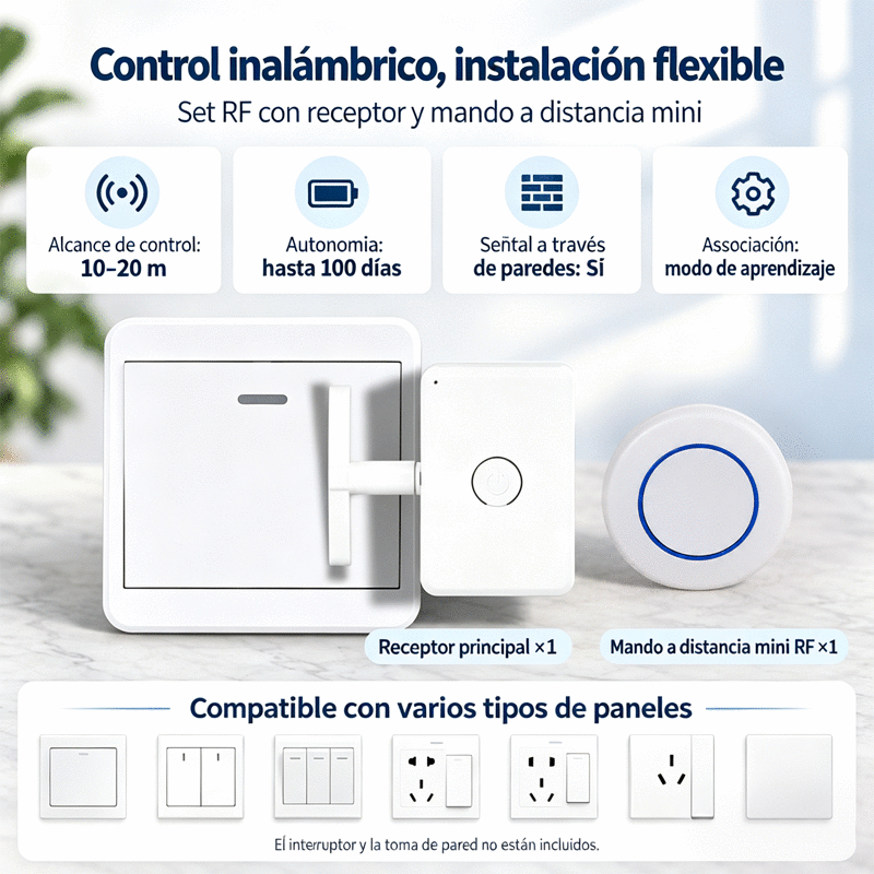 📱💡Controlador inalámbrico inteligente para encender y apagar luces a distancia sin necesidad de cableado.