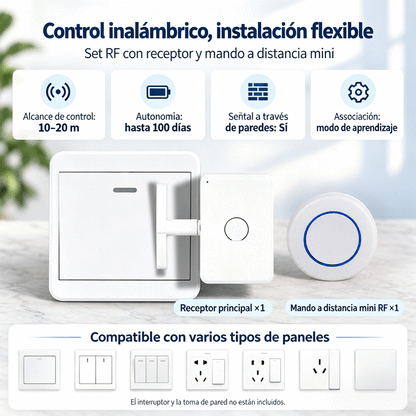 📱💡Controlador inalámbrico inteligente para encender y apagar luces a distancia sin necesidad de cableado.