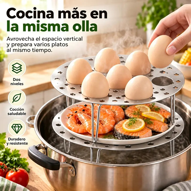 Rejilla de vapor plegable multifuncional de acero inoxidable