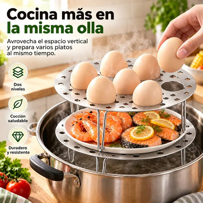 Rejilla de vapor plegable multifuncional de acero inoxidable