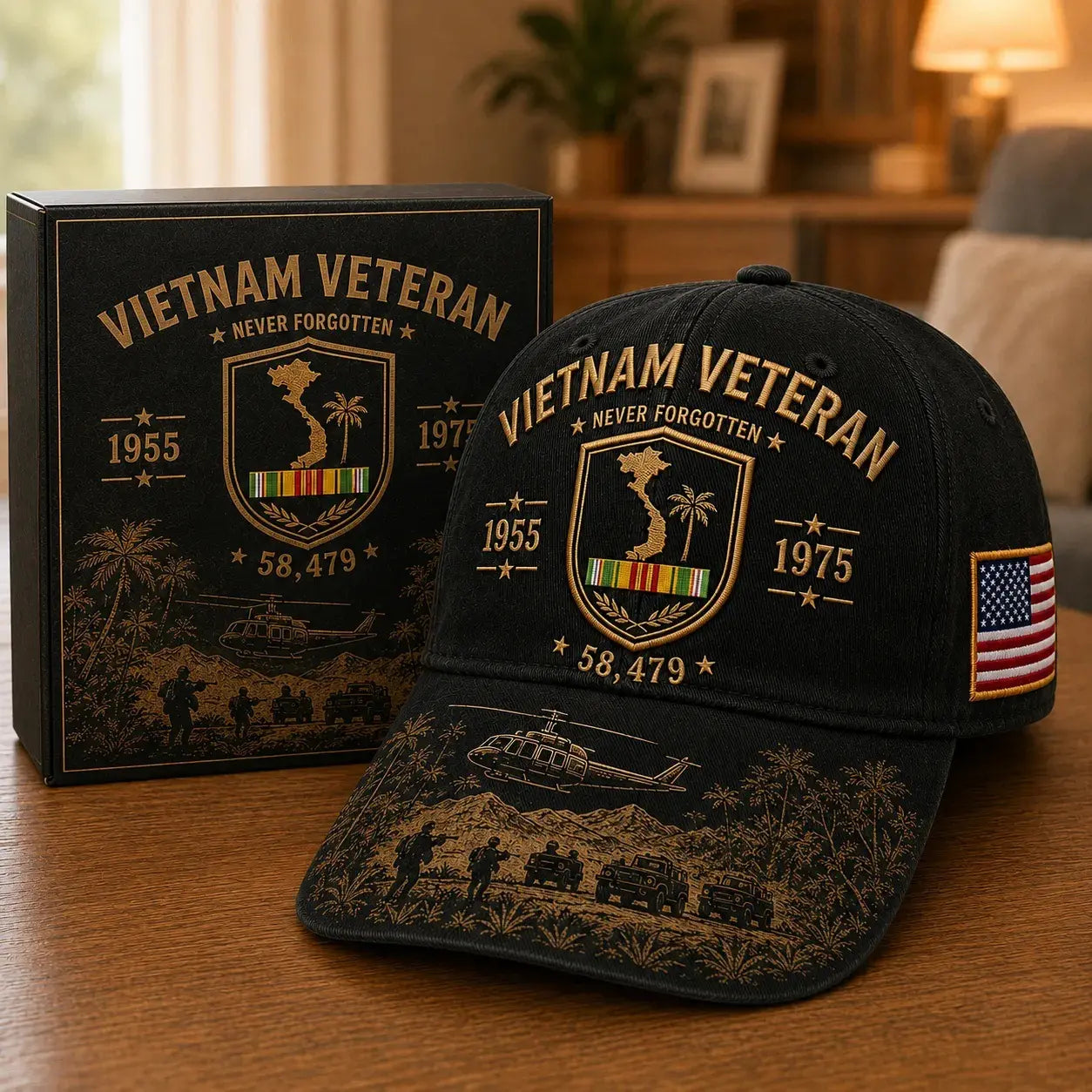 🏆Último día de promoción: ¡45% de descuento! 🏜️ Gorra conmemorativa para veteranos de la Guerra del Golfo – Gorra de veterano con el escudo del desierto