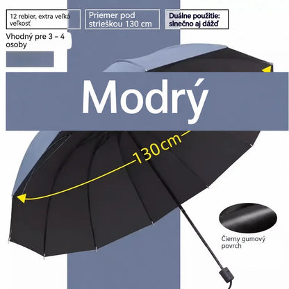 ☔【12 rebier】Skladací dáždnik odolný voči vetru – nepremokavý a ľahký, vhodný na dážď aj slnko. Veľký priemer pre celú rodinu! ✨