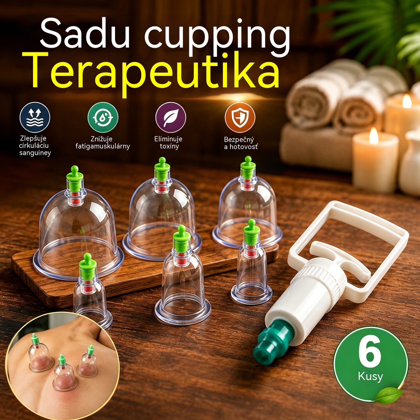 🧬 Súprava na vákuovú baňkovú terapiu – zosilnená, s odsávačkou, priehľadná 🩺