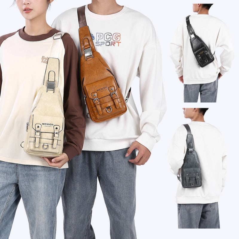 Nuevo bolso cruzado de cuero auténtico para hombre