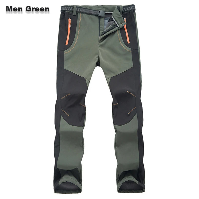 [S-5XL] pantalones de concha suave para hombre, impermeables y resistentes al viento, pantalones de senderismo transpirables, cálidos y gruesos, pantalones de lana para deportes al aire libre