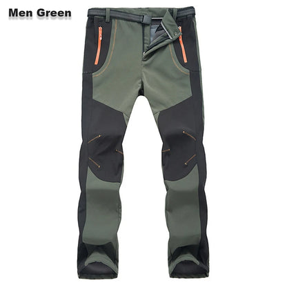 [S-5XL] pantalones de concha suave para hombre, impermeables y resistentes al viento, pantalones de senderismo transpirables, cálidos y gruesos, pantalones de lana para deportes al aire libre