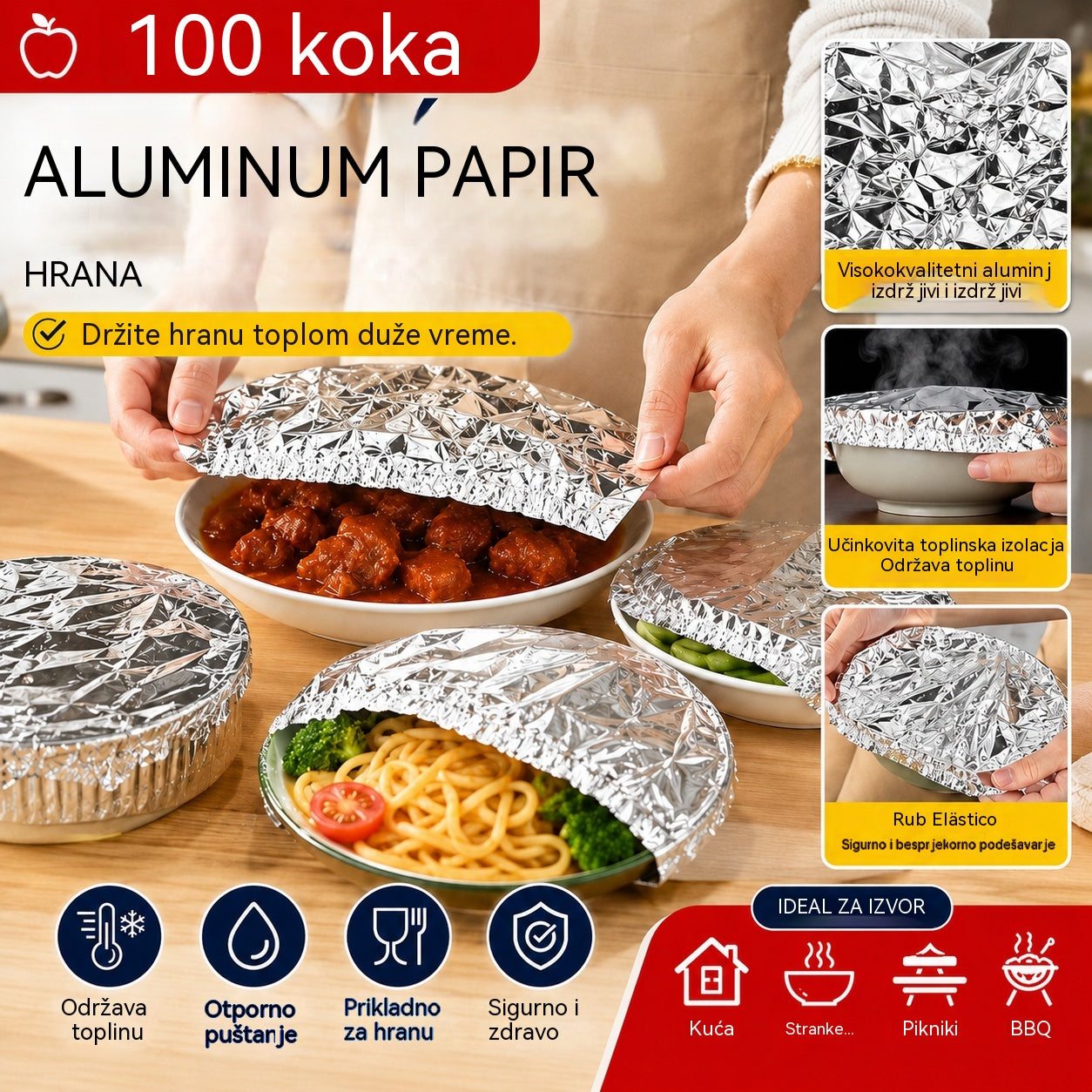 📢📢 50% popusta! ⏰【Pakiranje od 100 komada】Aluminijska folija za izolaciju