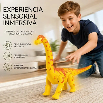 🦕 Brachiosaurus eléctrico andante: un juguete de dinosaurio con movimiento, efectos de sonido y ojos con luces LED.