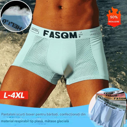 💥👍【Compre 6 y obtenga 6 gratis】Calzoncillos bóxer de malla transpirable de seda helada para hombre