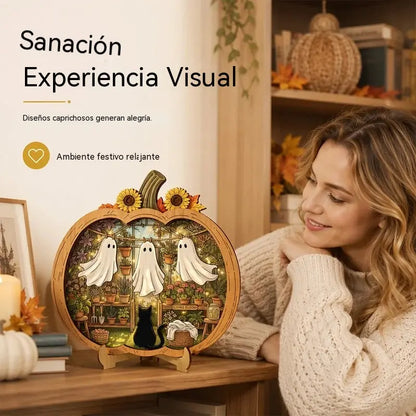🔥¡Hasta agotar existencias, 50% de descuento! 🎉 Adorno de escritorio de calabaza de madera para Halloween