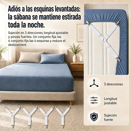 【4 piezas】Sujetadores ajustables para sábanas y edredones
