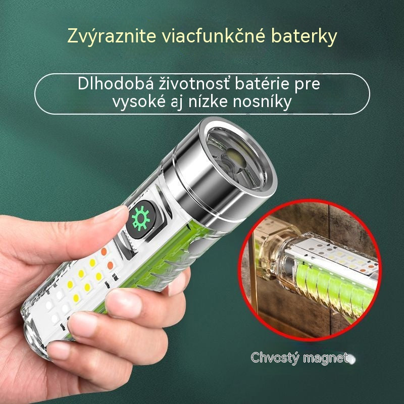 👍👍Kompaktná a veľmi výkonná baterka s multifunkčným bočným svetlom, rýchlym nabíjaním cez USB-C, ľahkou prenosnosťou a batériou s mimoriadne dlhou výdržou.