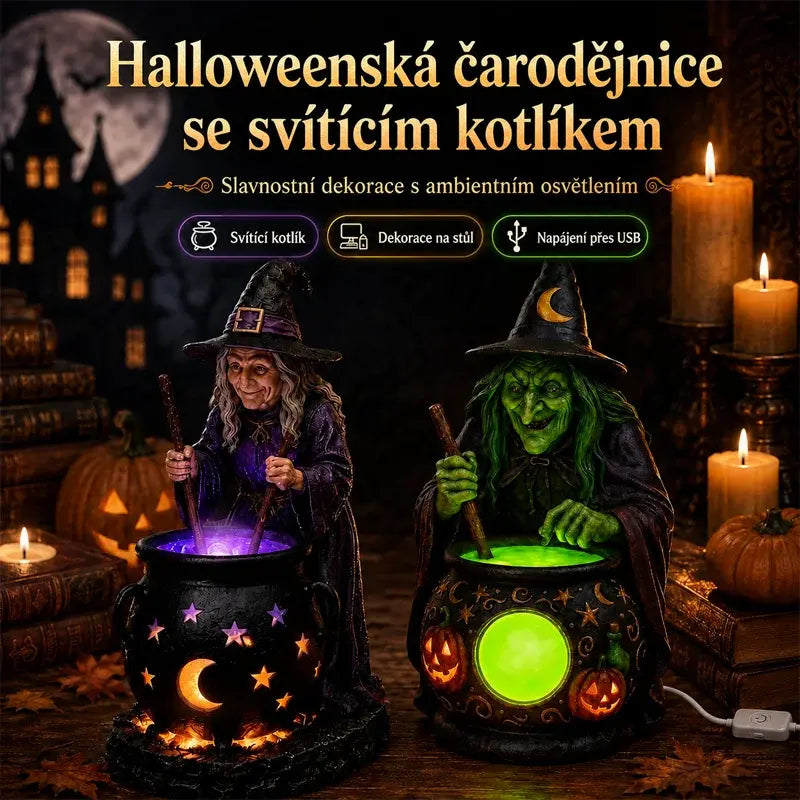 🧙‍♀️🎃Halloweenska socha čarodejnice v kotli