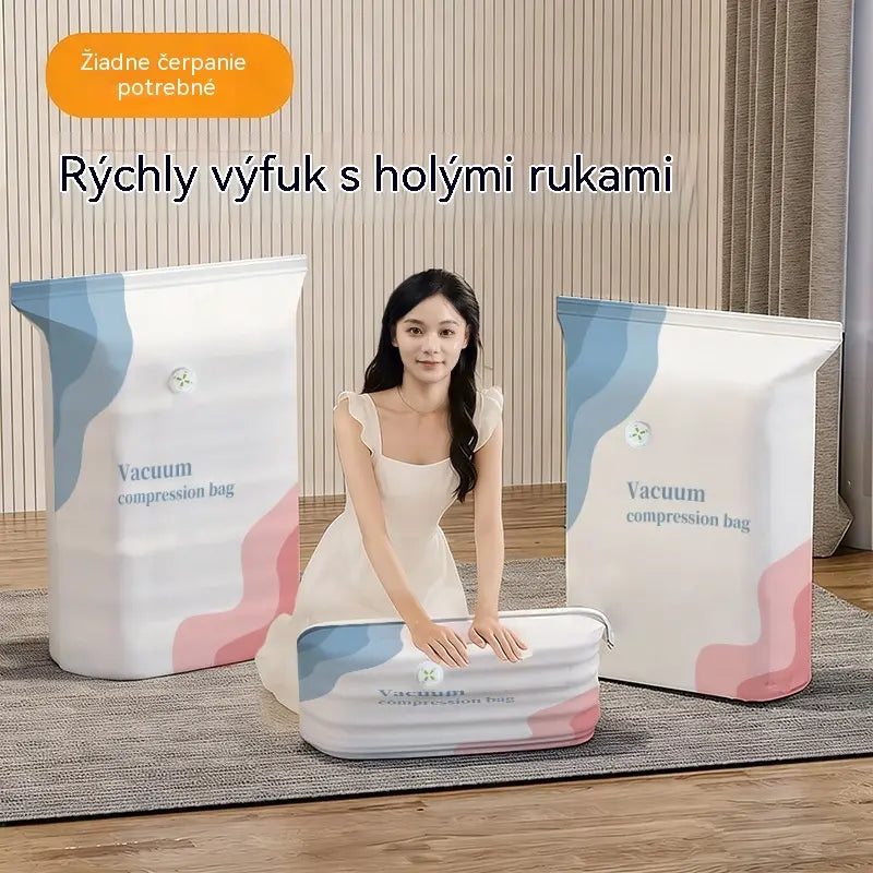 🧳 5 položek za pouhých 640 Kč 💨 Velké stlačitelné vakuové úložné sáčky: Není třeba žádné vzduchové čerpadlo, nepropustné, ideální pro úsporu místa v kufru a doma ✈️