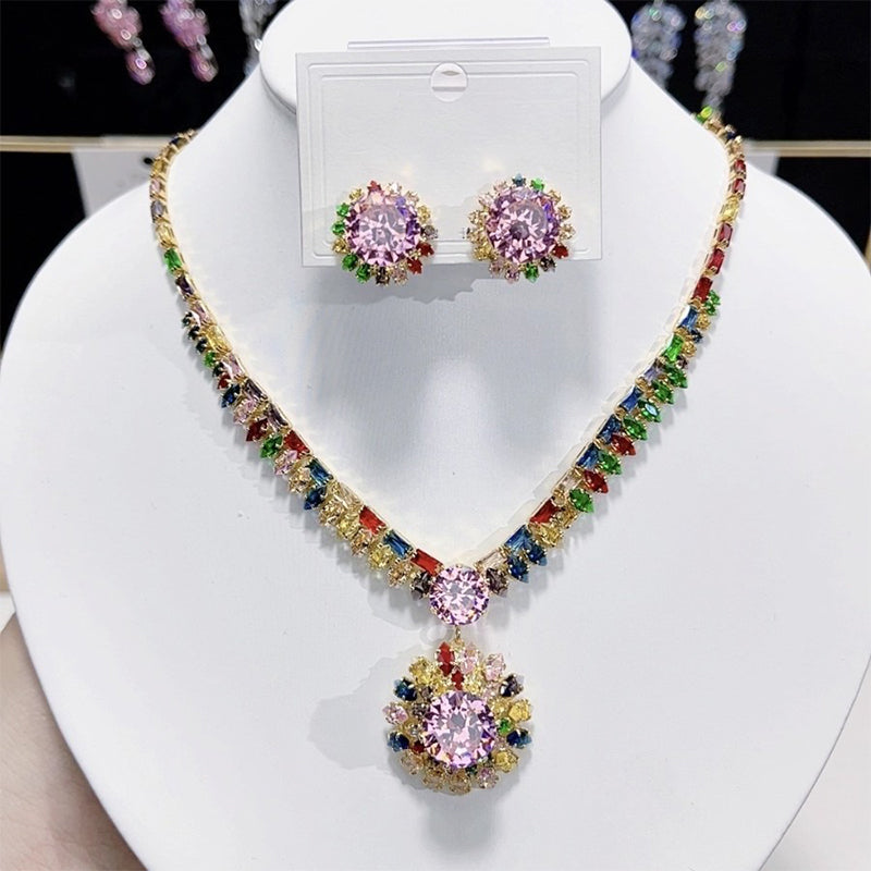 💎 ✨ Sada trblietavého náhrdelníka a náušníc s kubickými zirkónmi: nadčasová elegancia, perfektný darček – ideálny na svadby, večierky alebo ako luxusný doplnok na každý deň 💍