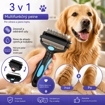 🐕🐈 Multifunkčný hrebeň 3 v 1 na úpravu srsti domácich miláčikov a odstraňovanie mačacích a psích chlpov.