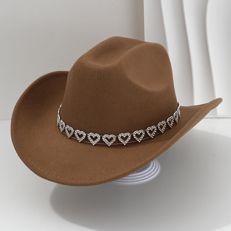 👑✨Sombrero vaquero con corazones de strass | Elegante y fácil de combinar