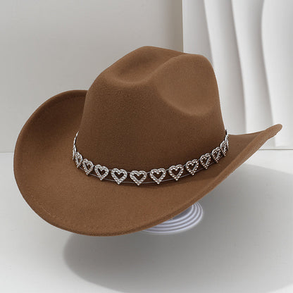 👑✨Sombrero vaquero con corazones de strass | Elegante y fácil de combinar