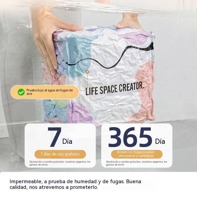 🧳【Juego de 5 piezas】💨 Bolsa de almacenamiento al vacío grande y compresible: no requiere bomba, es a prueba de fugas e ideal para ahorrar espacio en maletas y en casa ✈️