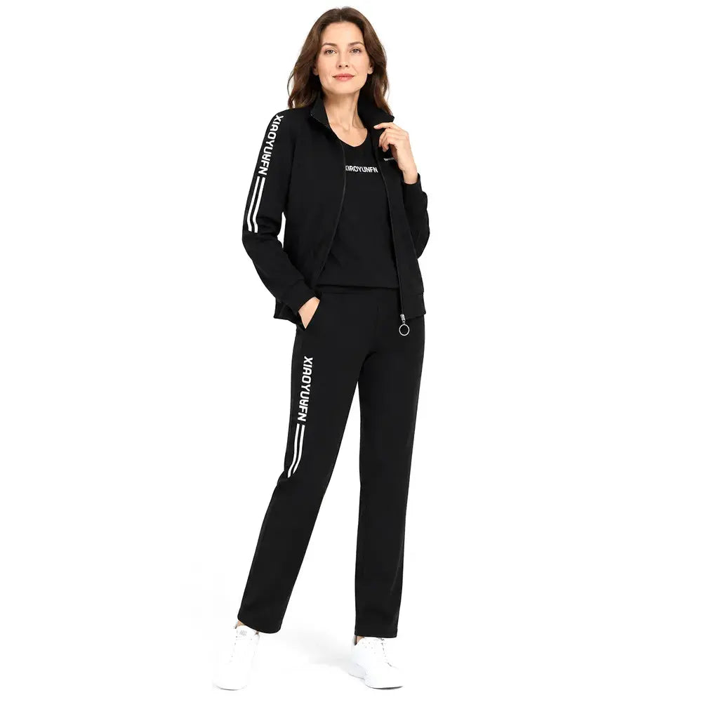 🌸 Elegancija i apsolutna udobnost! Elegantna trenirka od 3 dijela za žene (jakna s patentnim zatvaračem + majica + hlače / Veličine: M-6XL)! ✨