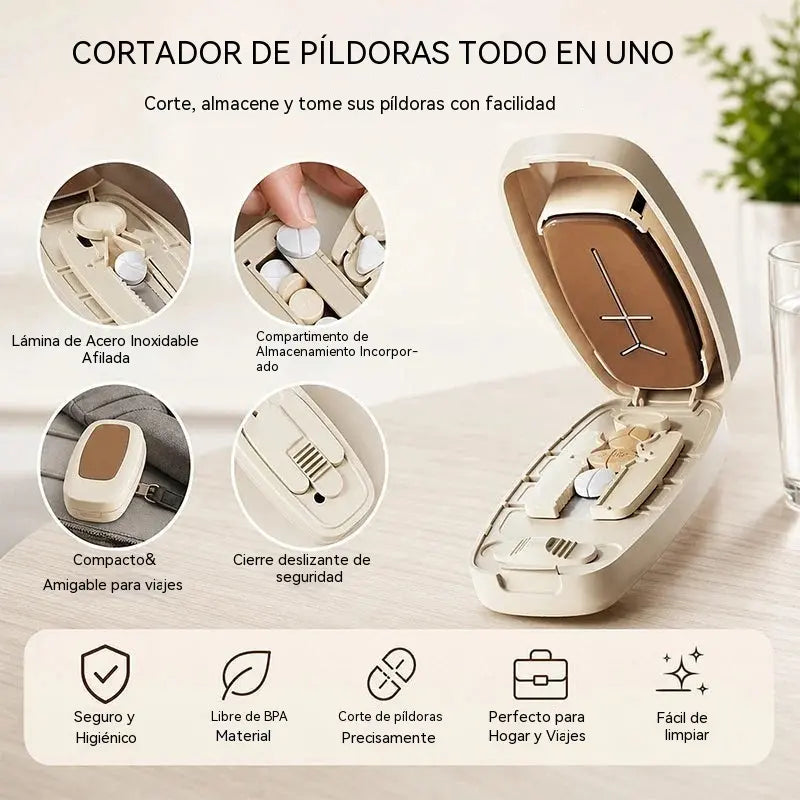 💊 Cortador de pastillas portátil con caja de almacenamiento