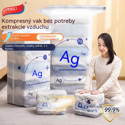 🧳5 kusov za 27 eur 💨 Veľké, stlačiteľné vákuové úložné vrecko: nevyžaduje pumpičku, je nepriepustné a ideálne na úsporu miesta v kufri a doma ✈️
