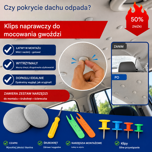 30 sztuk【30% TANIEJ】🔥Pokrycie dachu samochodu odpada. Zamocuj podstawę gwoździami. Modyfikacja i renowacja wnętrza samochodu bez demontażu.