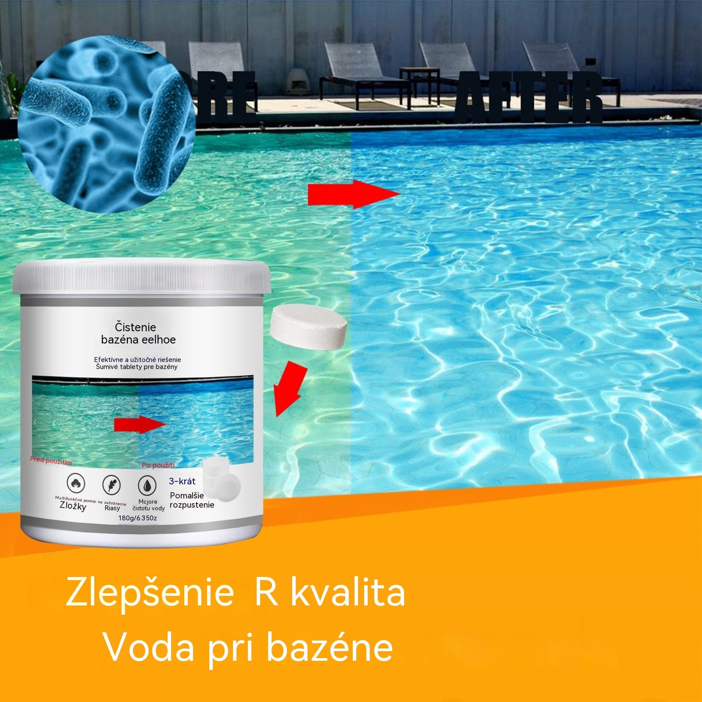 2 kusy 22€🔥Kúpte 1 a získajte 1 zadarmo (2 fľaše) šumivé tablety na čistenie bazénov