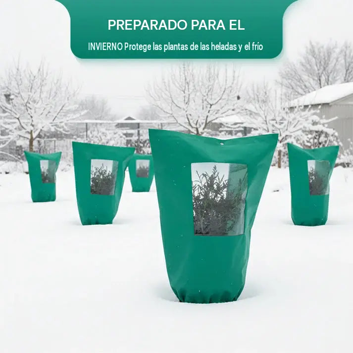 🌿【2 piezas 27€】Funda protectora de invierno para plantas con cremallera y cordón ajustable.