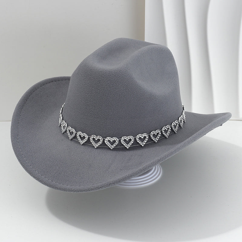 👑✨Sombrero vaquero con corazones de strass | Elegante y fácil de combinar