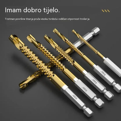 🛠️🔧(6 komada) 2-u-1 svrdlo za čelik s titanskim premazom - šesterokutni prihvat, pogodno za bušenje i urezivanje u drvu i metalu🔩