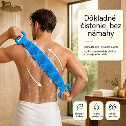 🔥Kúpte 1, 1 dostanete zadarmo🔥2 kusy za 23 eur🛁 Obojstranná silikónová rukavica do kúpeľa – extra dlhá telová drhnúca hubka pre jednoduché čistenie chrbta
