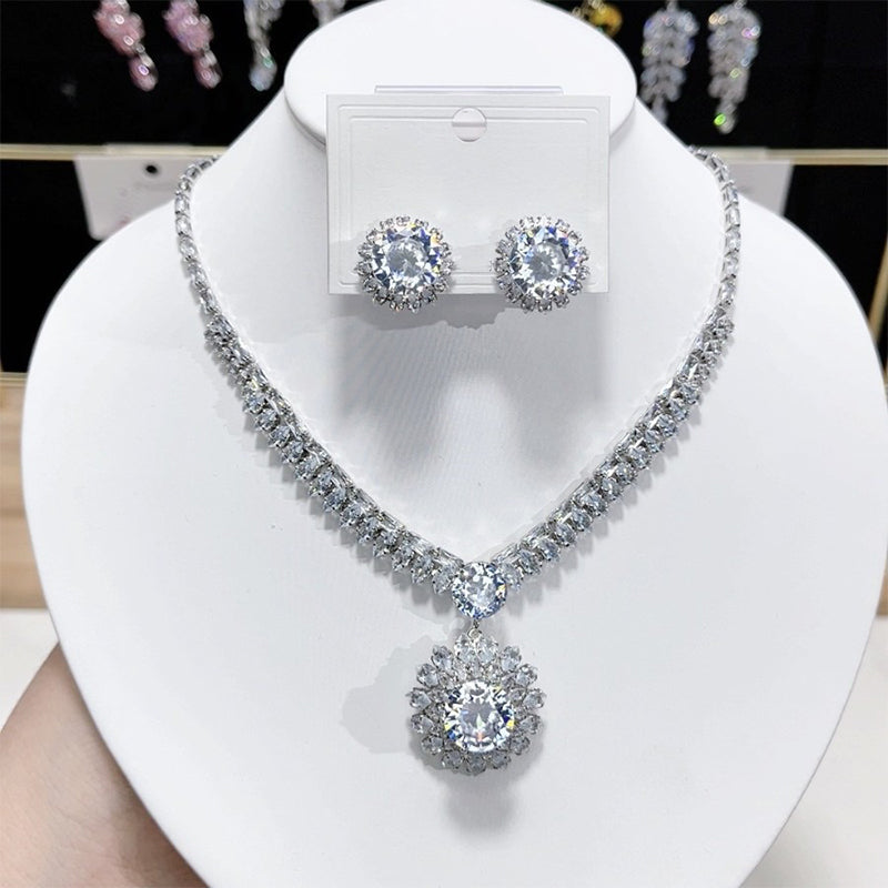 💎 ✨ Sada trblietavého náhrdelníka a náušníc s kubickými zirkónmi: nadčasová elegancia, perfektný darček – ideálny na svadby, večierky alebo ako luxusný doplnok na každý deň 💍