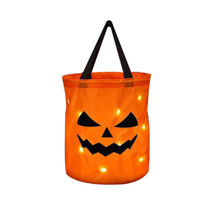 🎃Bolsa de dulces de calabaza que brilla en la oscuridad para Halloween — Luz LED