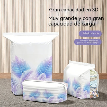 🧳【Juego de 5 piezas】💨 Bolsa de almacenamiento al vacío grande y compresible: no requiere bomba, es a prueba de fugas e ideal para ahorrar espacio en maletas y en casa ✈️